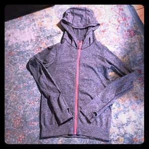 Athletic zip up with thumb holes